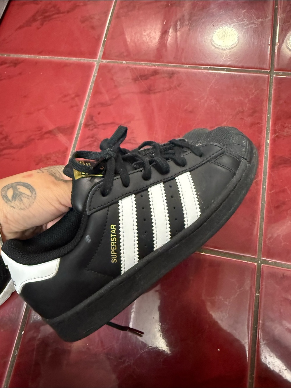 adidas Kids Black and White Superstar Sneaker
